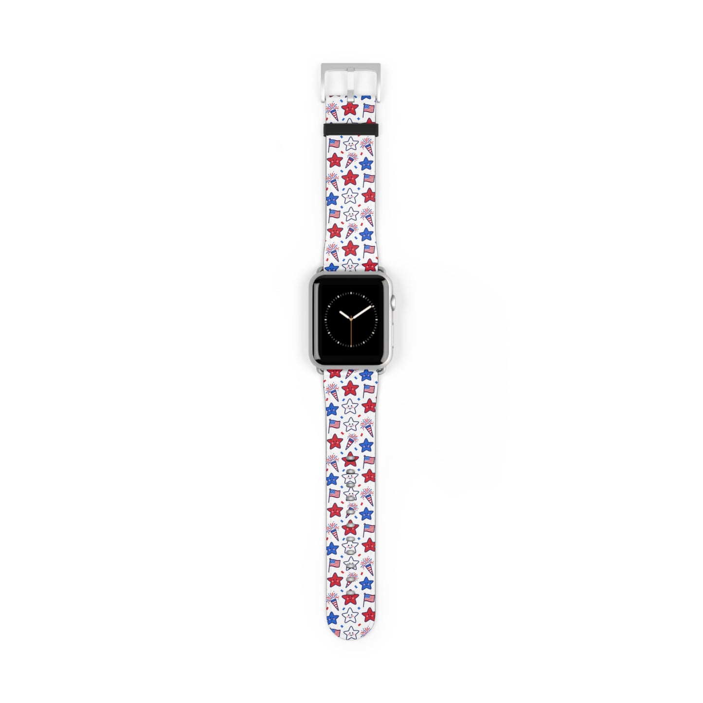 Kawaii 4th of July Apple Watch Band – Cute Patriotic Faux Leather Strap for Apple Watch Series 1–9, SE & Ultra