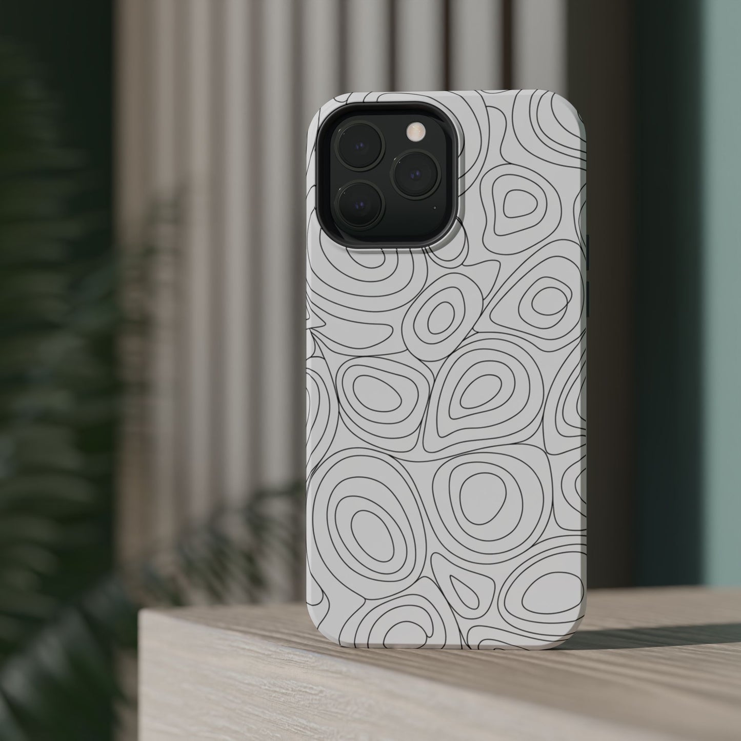 Black and White Abstract Circles Design iPhone Tough Case