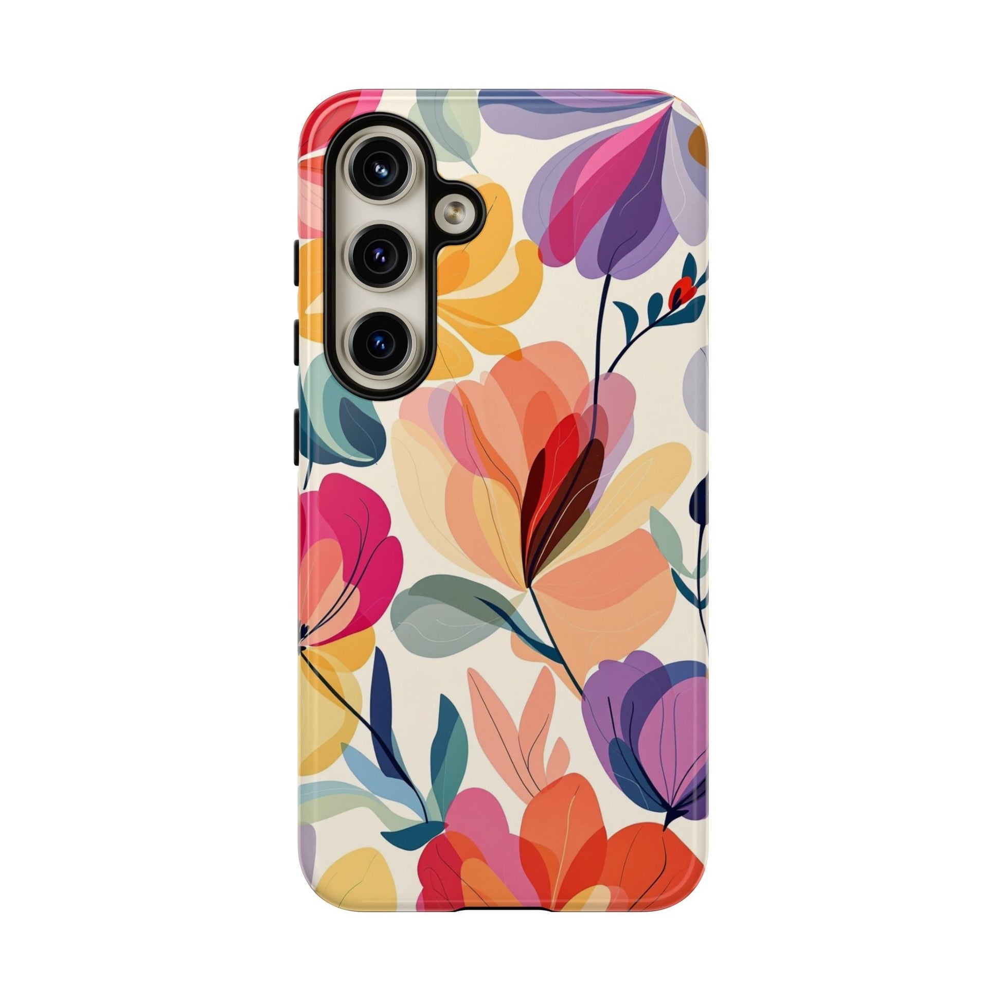 Watercolor floral Samsung tough case with vibrant flower design and durable shock-absorbing materials