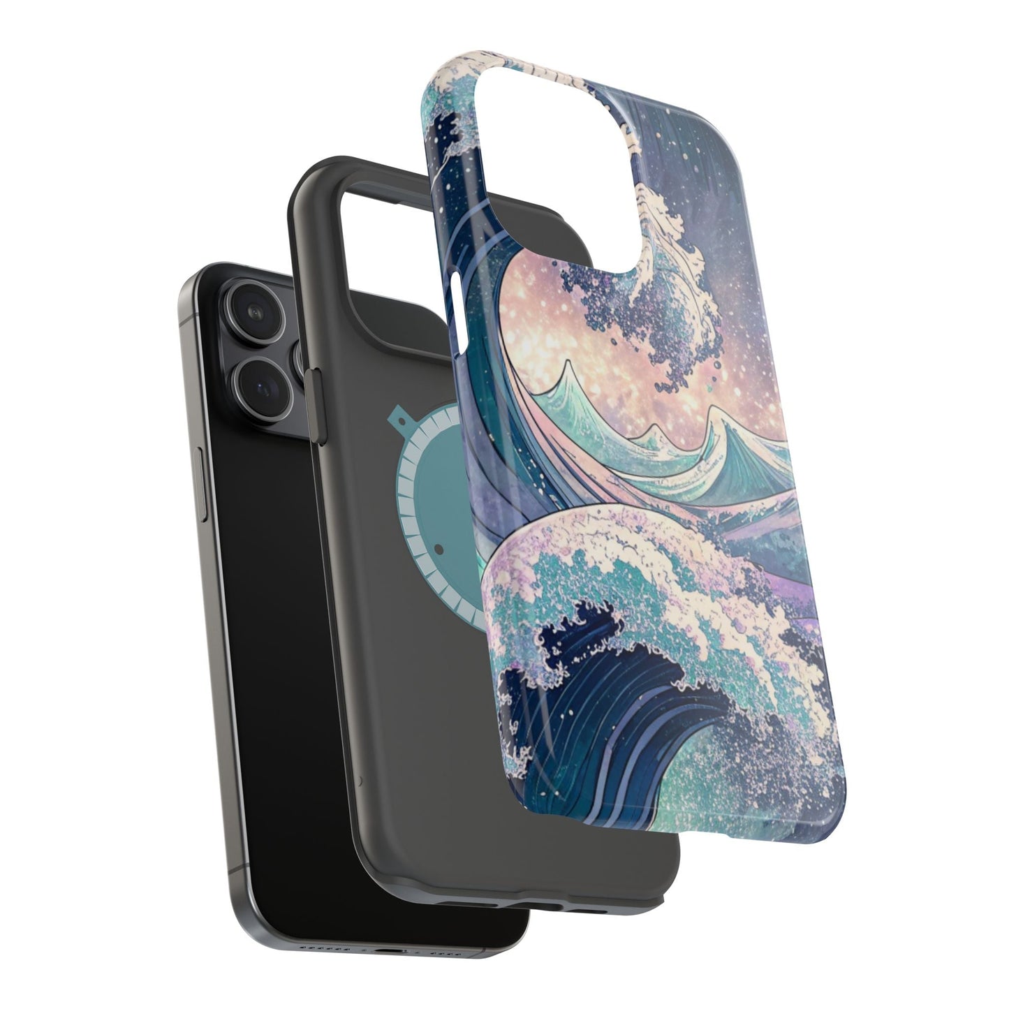 iPhone case with Crashing Waves Design, magnetic MagSafe® compatible, dual-layer protective cover with ocean wave artwork