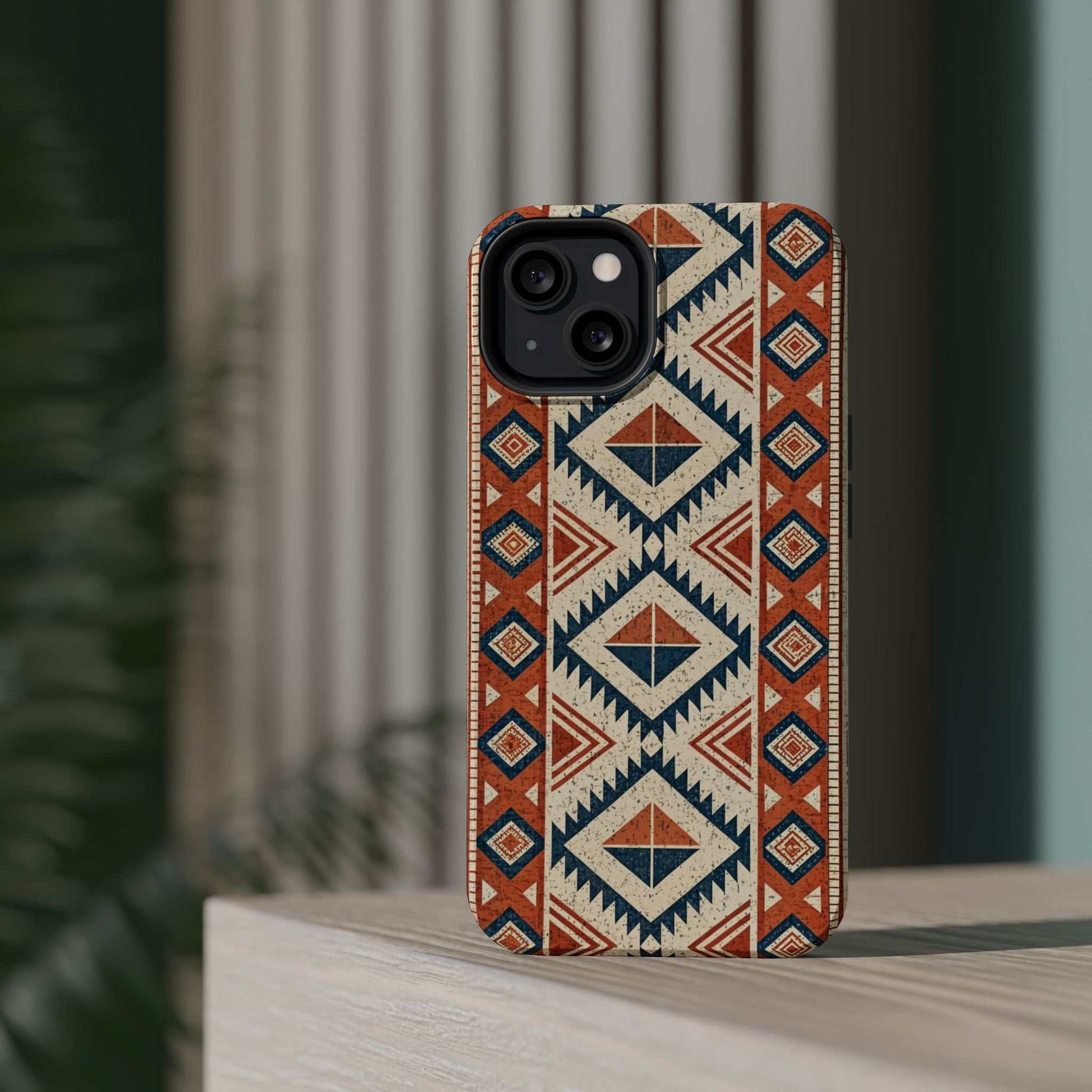 iPhone magnetic tough case with durable tribal inspired pattern design and dual-layer protection