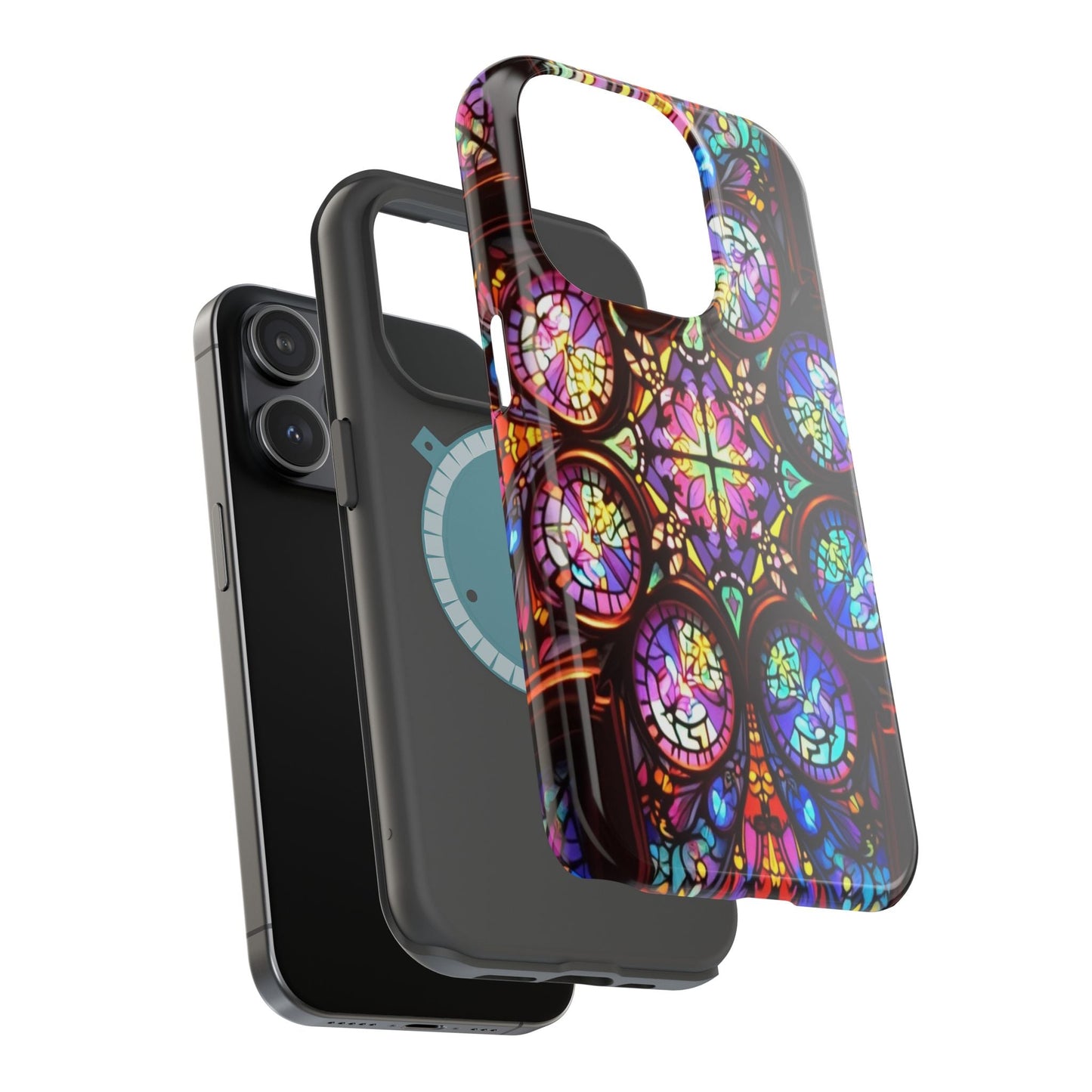 Colorful Hypnotic Stain Glass iPhone tough case with vibrant stained-glass design and durable protective layers