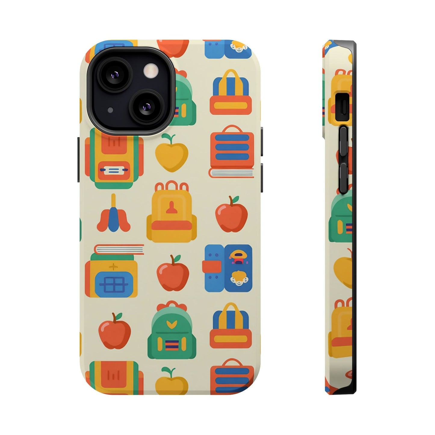 Back to School Phone Case for iPhone with durable dual-layer design and colorful school-themed icons