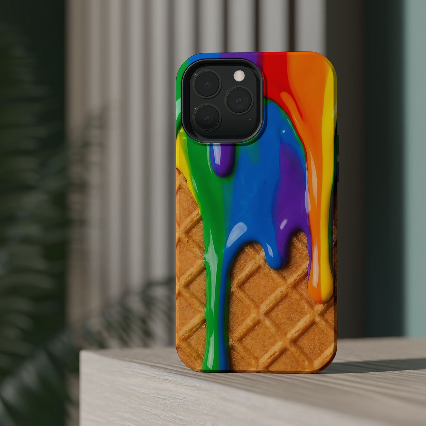 Waffle Rainbow Drip iPhone Case MagSafe Tough Protective Colorful Phone Case