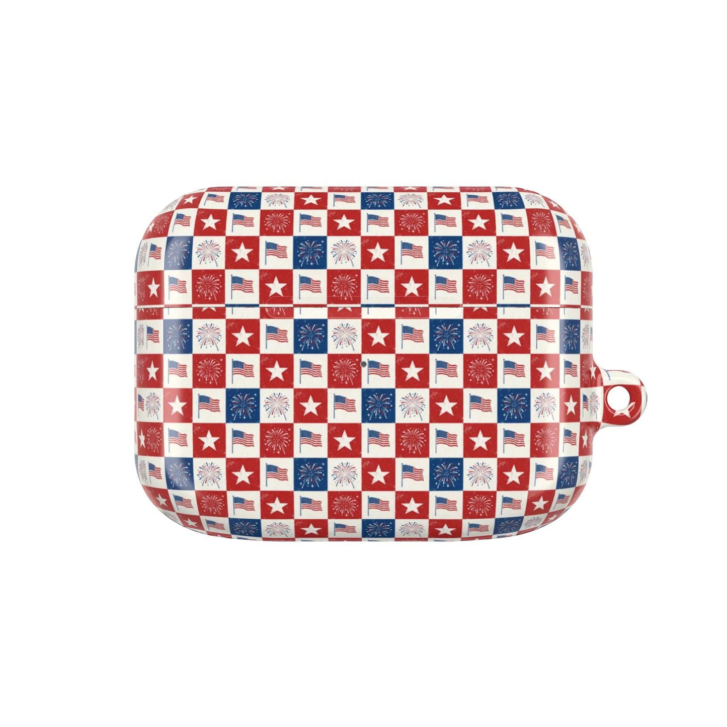 4th of July patriotic AirPod case with red, white, and blue stars and stripes design for 250th anniversary celebration