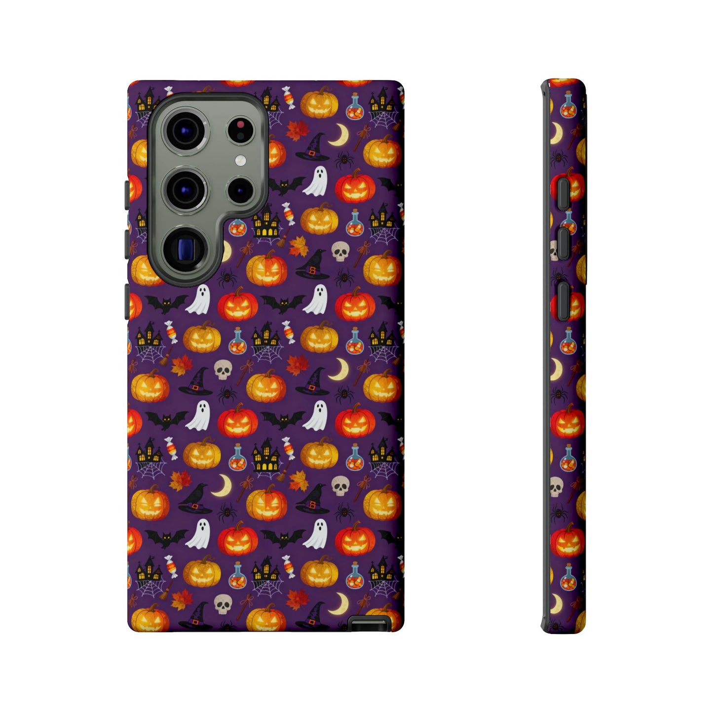 Halloween Pattern Tough Phone Case — Cute Pumpkin, Ghost & Skull