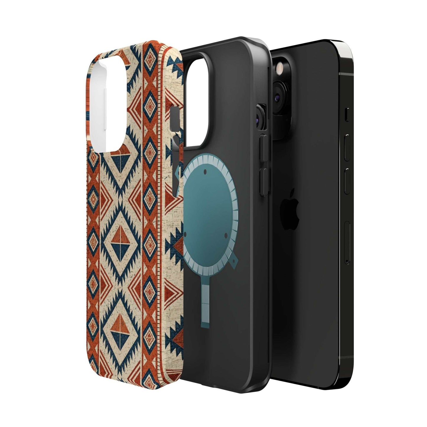 Tribal inspired pattern iPhone magnetic tough case with durable dual-layer protection and MagSafe compatibility