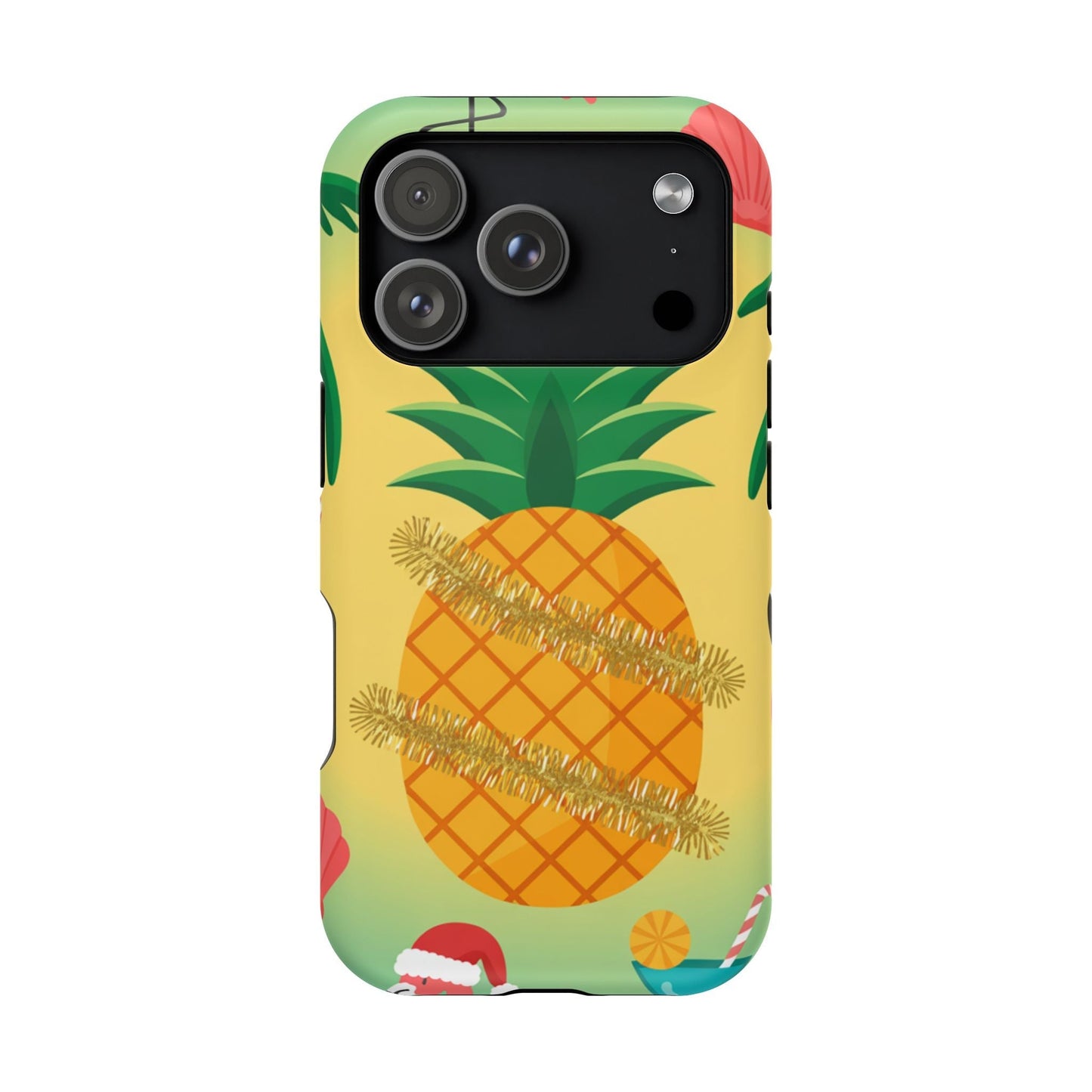 iPhone pineapple christmas case with festive pineapple and holiday design, durable and MagSafe compatible