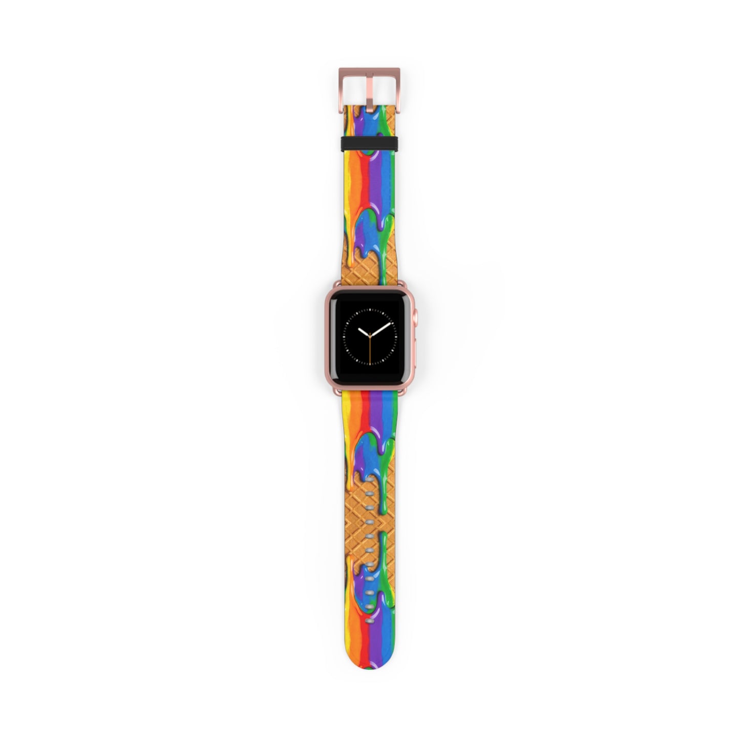 Waffle Rainbow Drip Apple Watch Band Colorful Faux Leather Strap