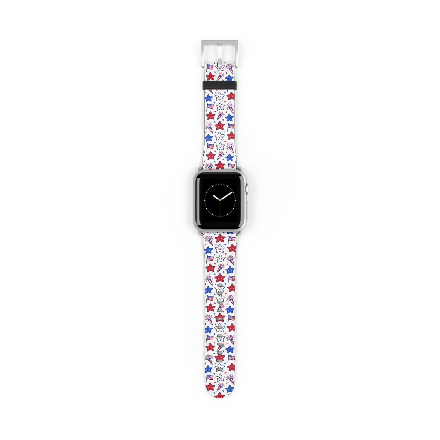 Kawaii 4th of July Apple Watch Band – Cute Patriotic Faux Leather Strap for Apple Watch Series 1–9, SE & Ultra