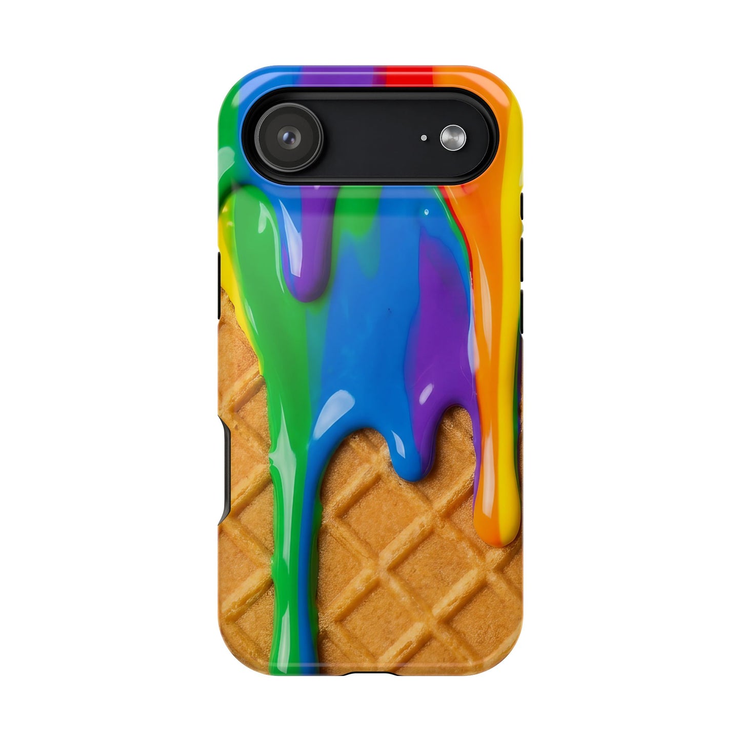 Waffle Rainbow Drip iPhone Case MagSafe Tough Protective Colorful Phone Case