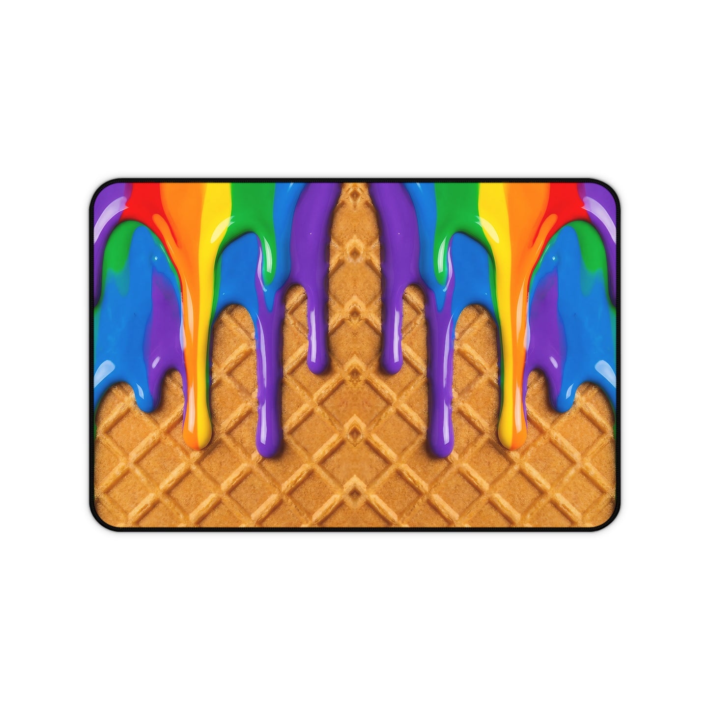 Rainbow Waffle Drip Desk Mat