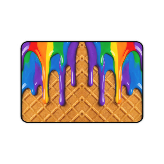 Rainbow Waffle Drip Desk Mat