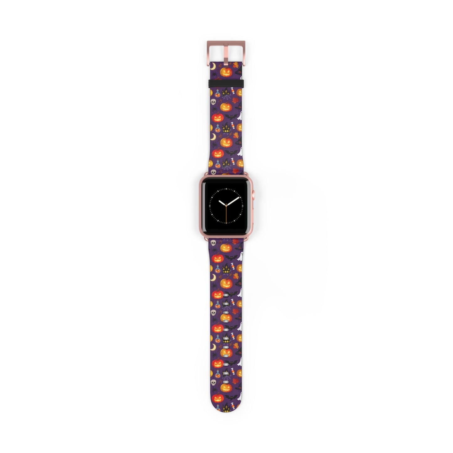 Halloween Pumpkin Pattern Watch Band — Spooky Orange Jack-O'-Lantern Apple Watch Strap