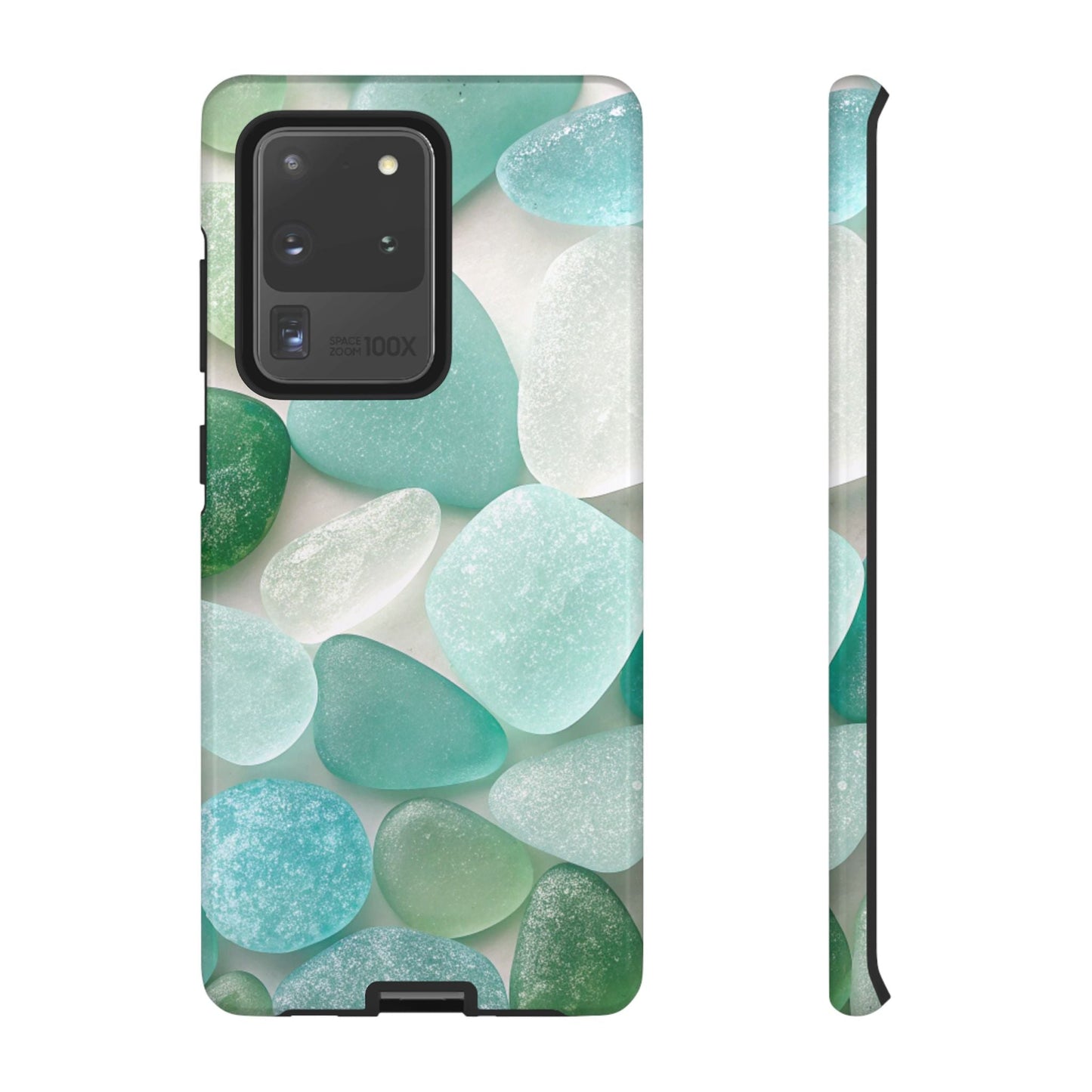 Samsung phone case with calming sea glass design, durable and impact-resistant protection