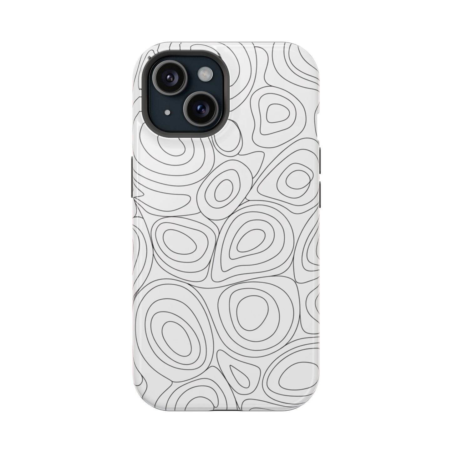Black and White Abstract Circles Design iPhone Tough Case