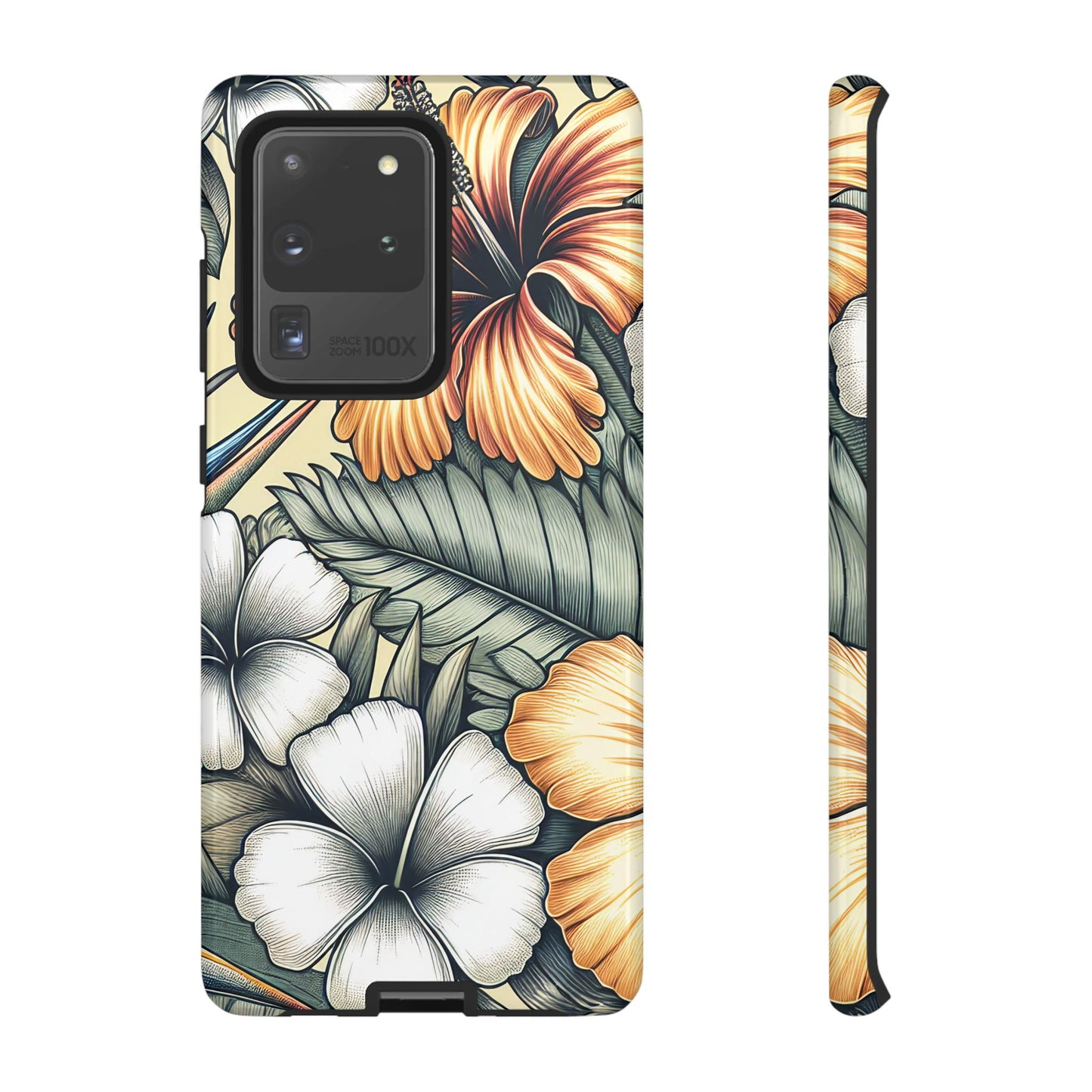 Golden Tropical Floral Design Samsung Phone Case