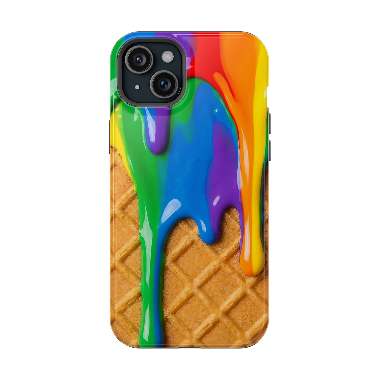 Waffle Rainbow Drip iPhone Case MagSafe Tough Protective Colorful Phone Case