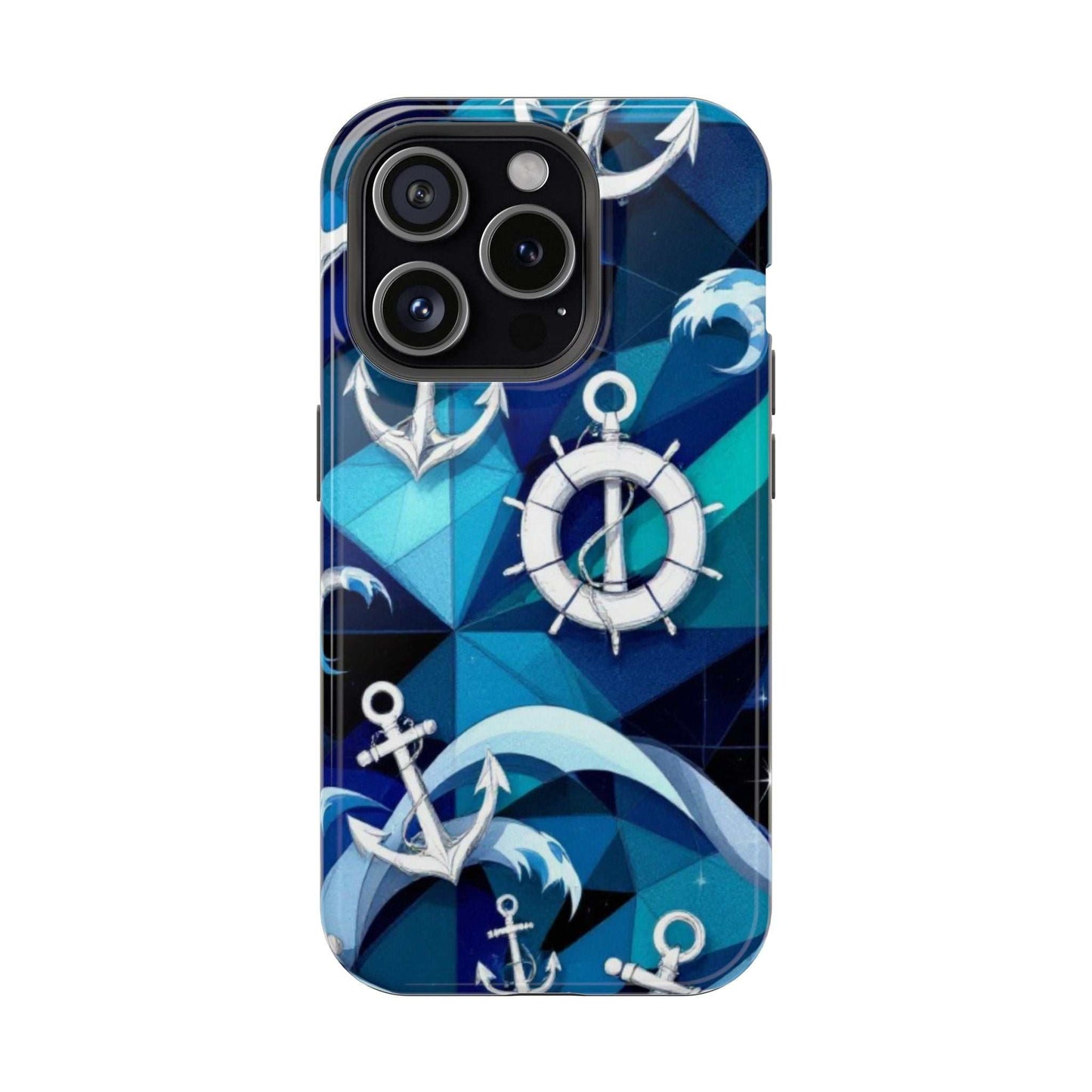 Nautical Anchors iPhone case with maritime design, dual-layer protection, and MagSafe compatibility