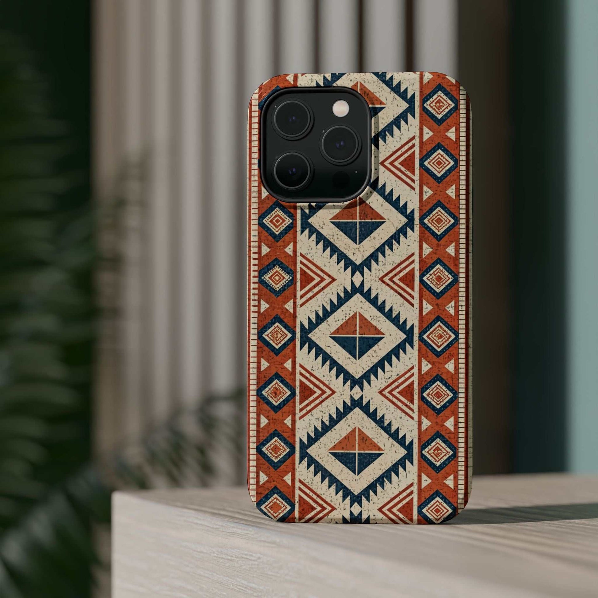 iPhone magnetic tough case with durable tribal inspired pattern design and dual-layer protection