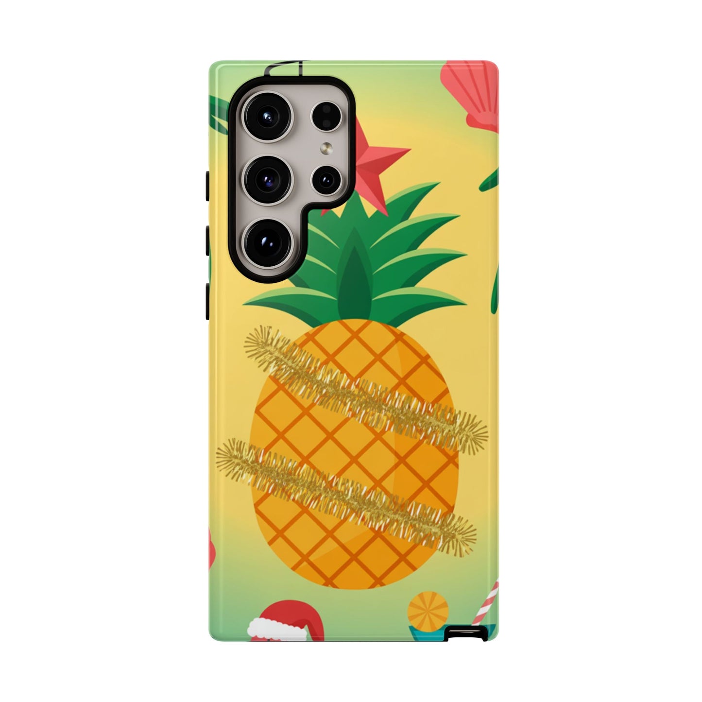 Samsung phone case with festive pineapple Christmas design and durable protection