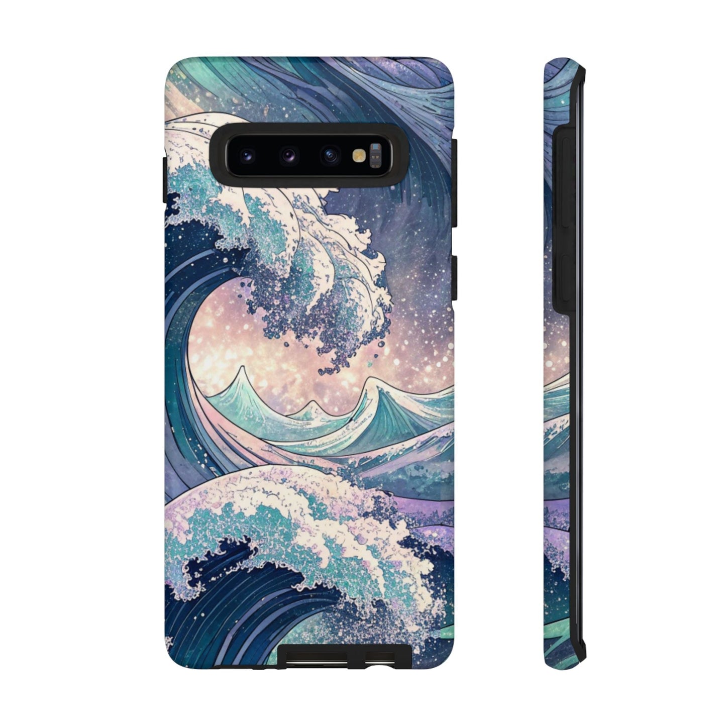 Durable Samsung phone case with crashing waves beach-themed design and full coverage wrap for drop protection