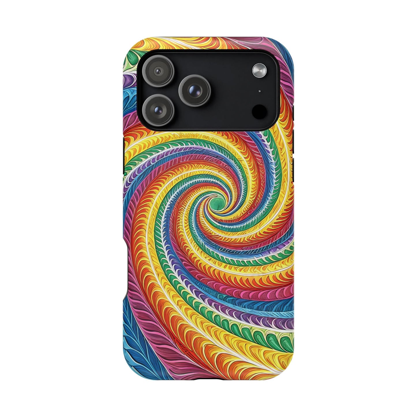 Colorful Rainbow Swirl iPhone Tough Case with MagSafe protection and vibrant design