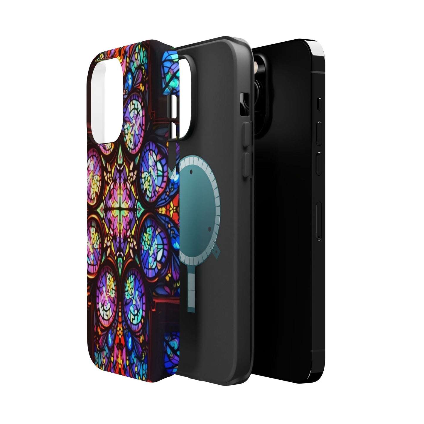 Colorful Hypnotic Stain Glass iPhone tough case with vibrant stained-glass design and durable dual-layer protection