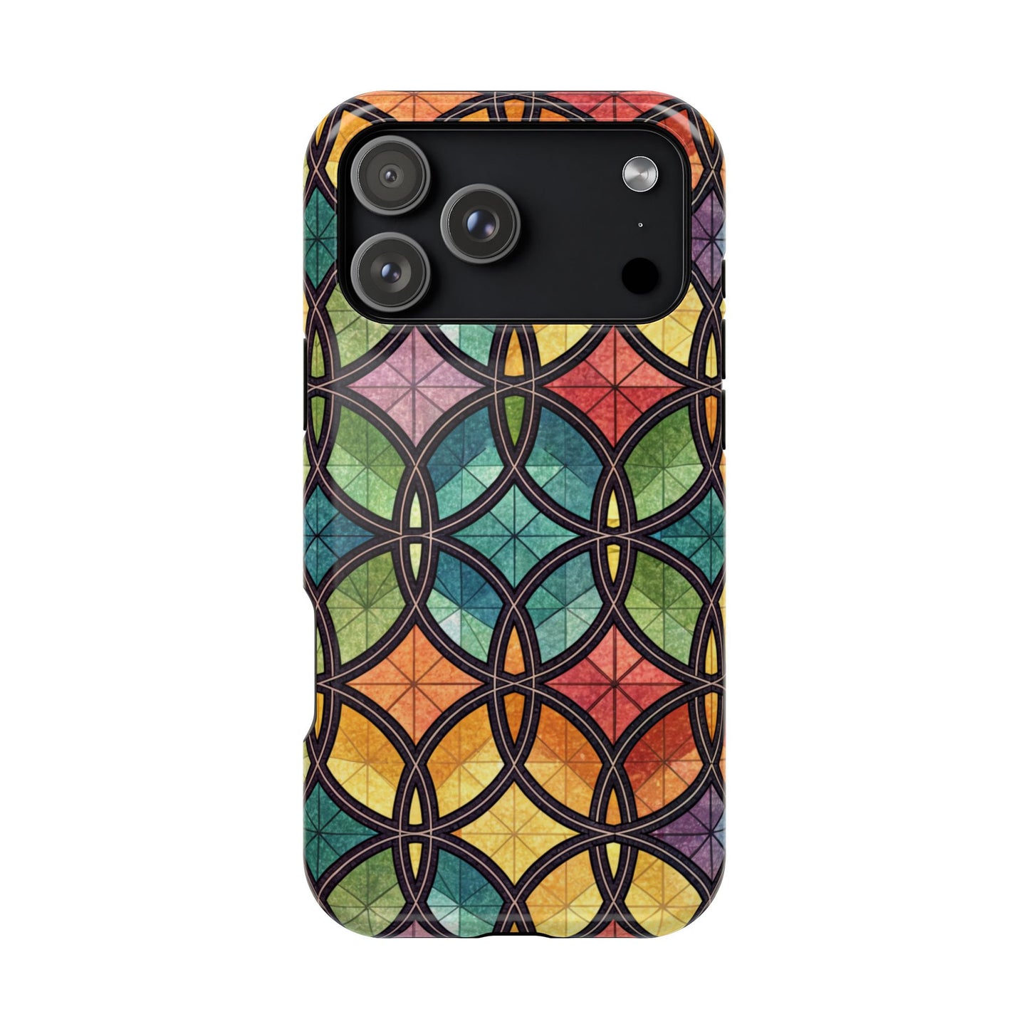 Rainbow Stain Glass iPhone Case – Durable MagSafe® Tough Phone Cover with Colorful Artistic Design