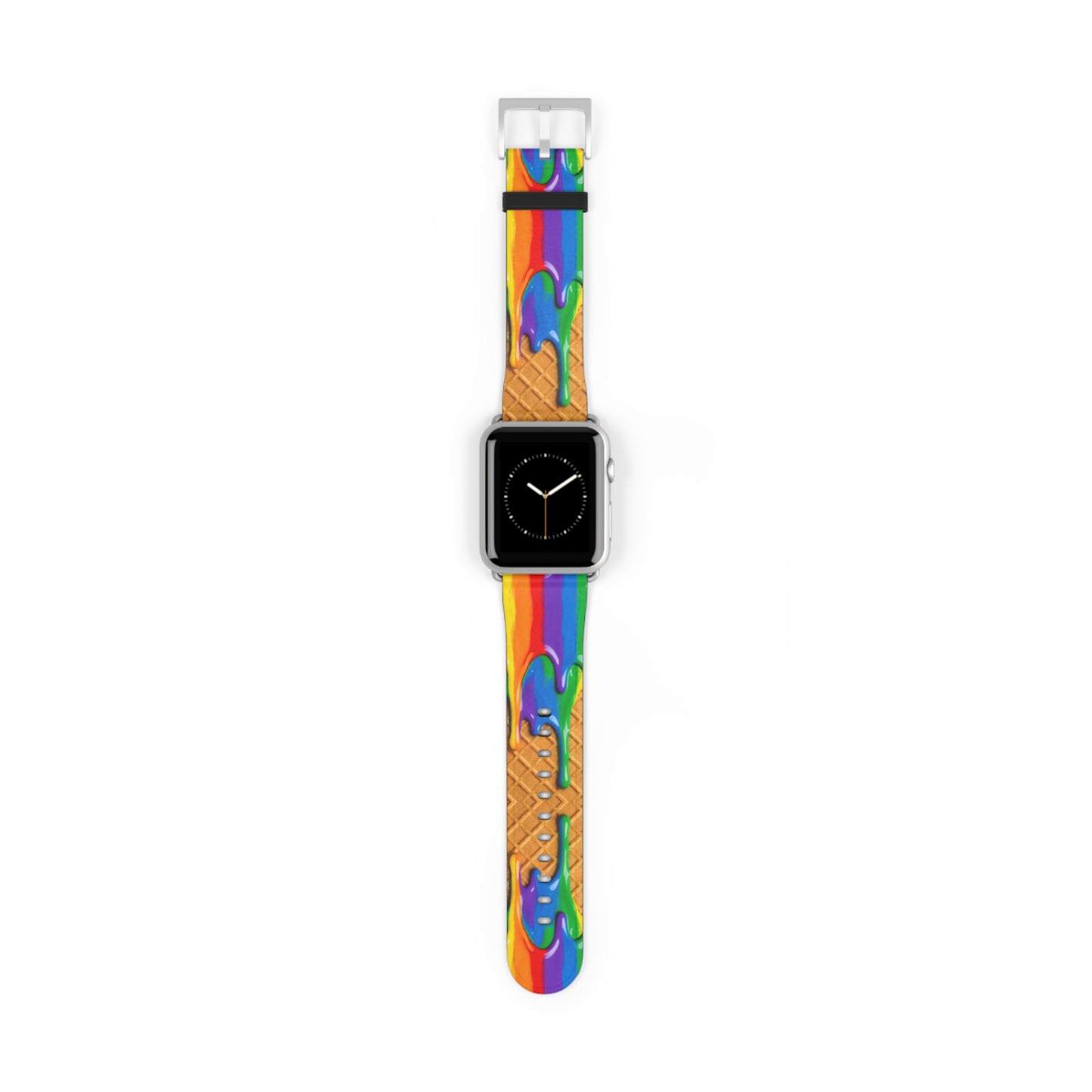 Waffle Rainbow Drip Apple Watch Band Colorful Faux Leather Strap