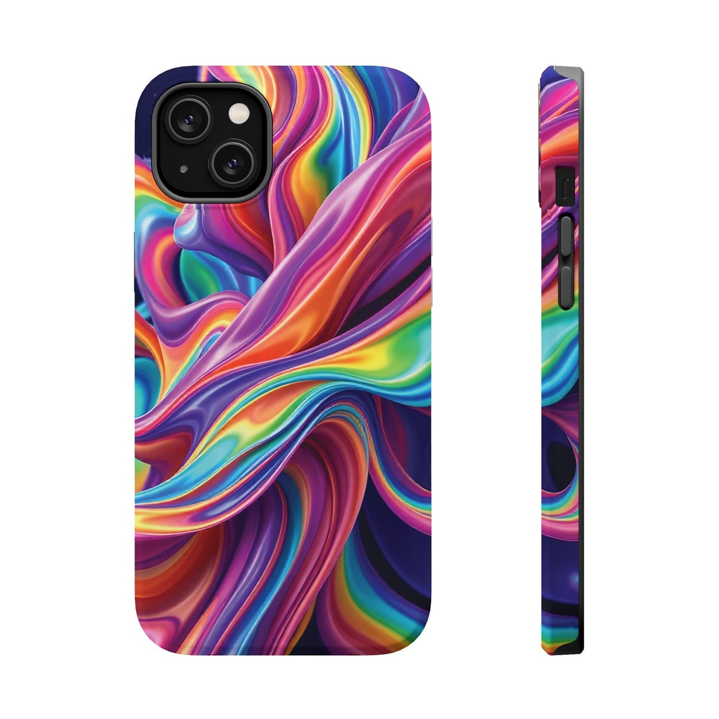 Colorful Wrapping Rainbow Design iPhone Tough Case with durable dual-layer protection and MagSafe compatibility