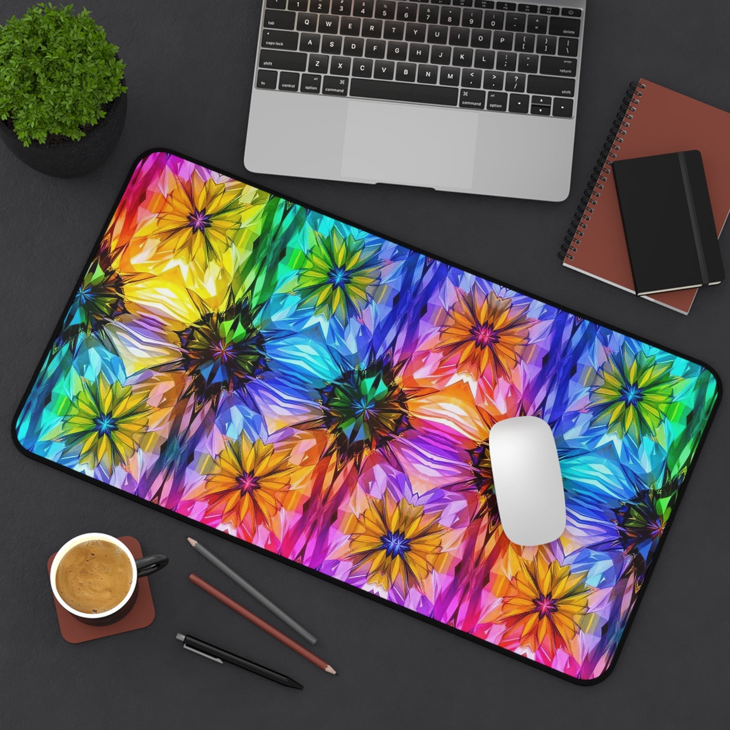 Rainbow Starburst Design Desk Mat