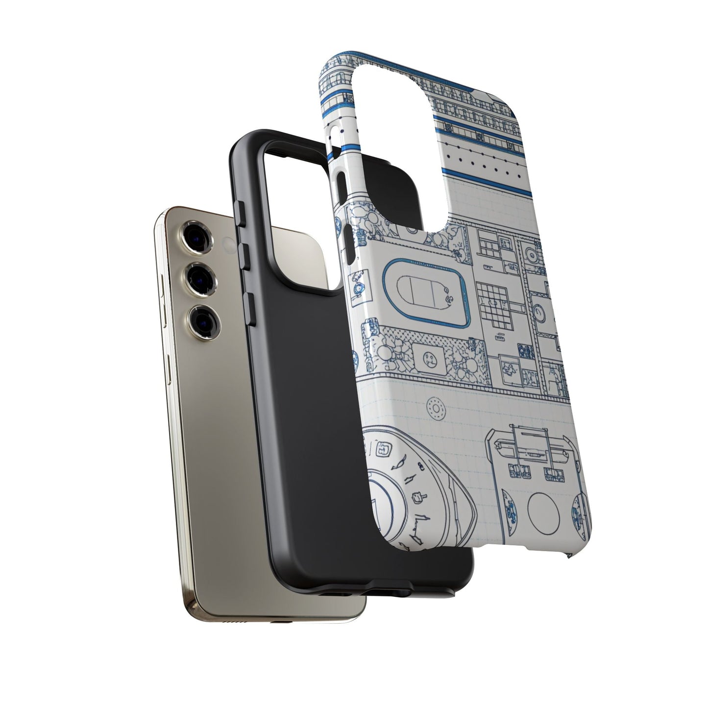 Samsung phone case with detailed cruise ship design, durable protective shell for Galaxy models