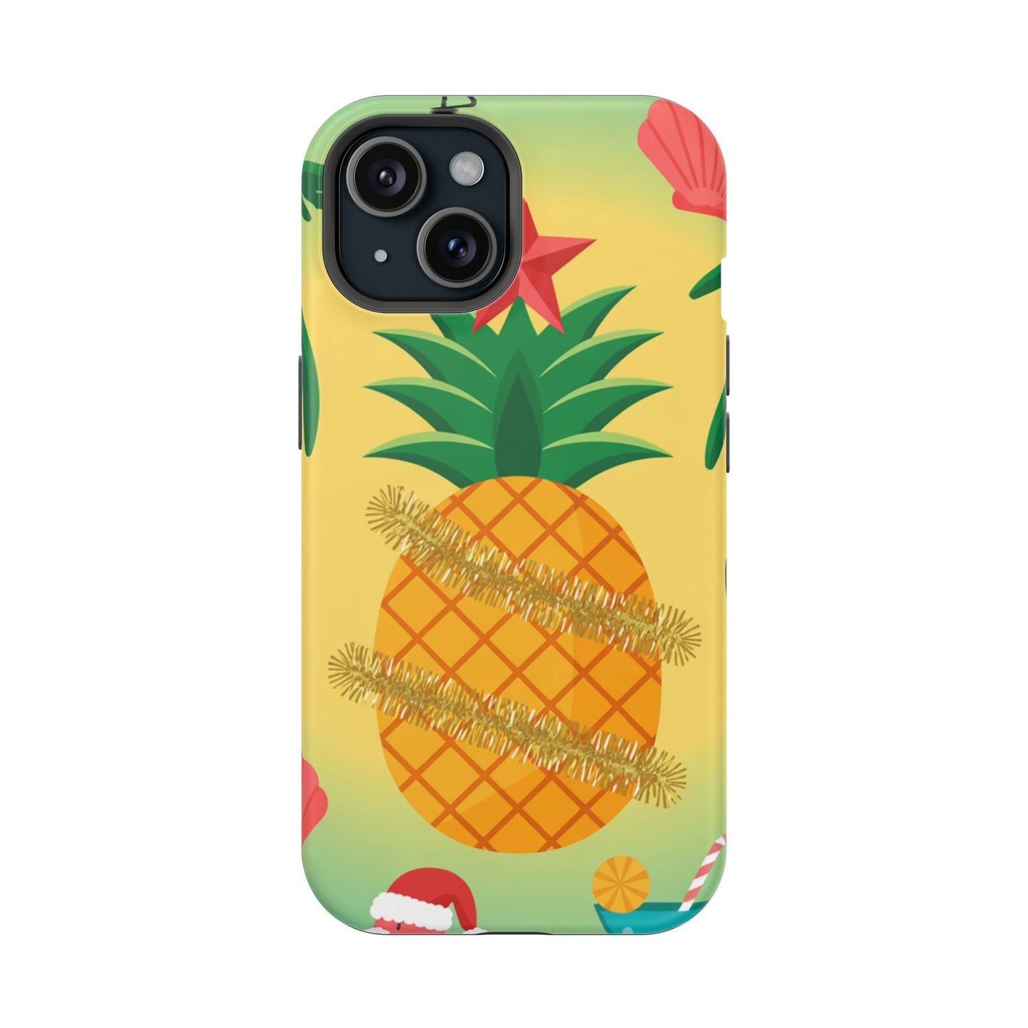 iPhone pineapple Christmas case with festive pineapple and holiday design, MagSafe compatible, durable polycarbonate, for iPhone 17 series