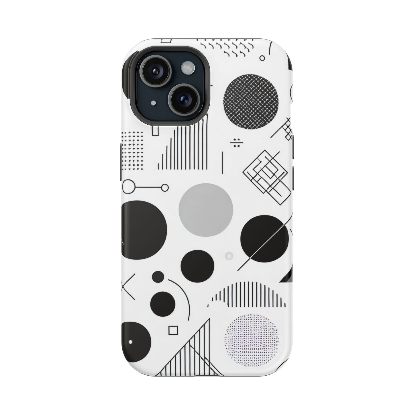 Black and White Abstract Art iPhone case with geometric minimalist design and durable protective cover