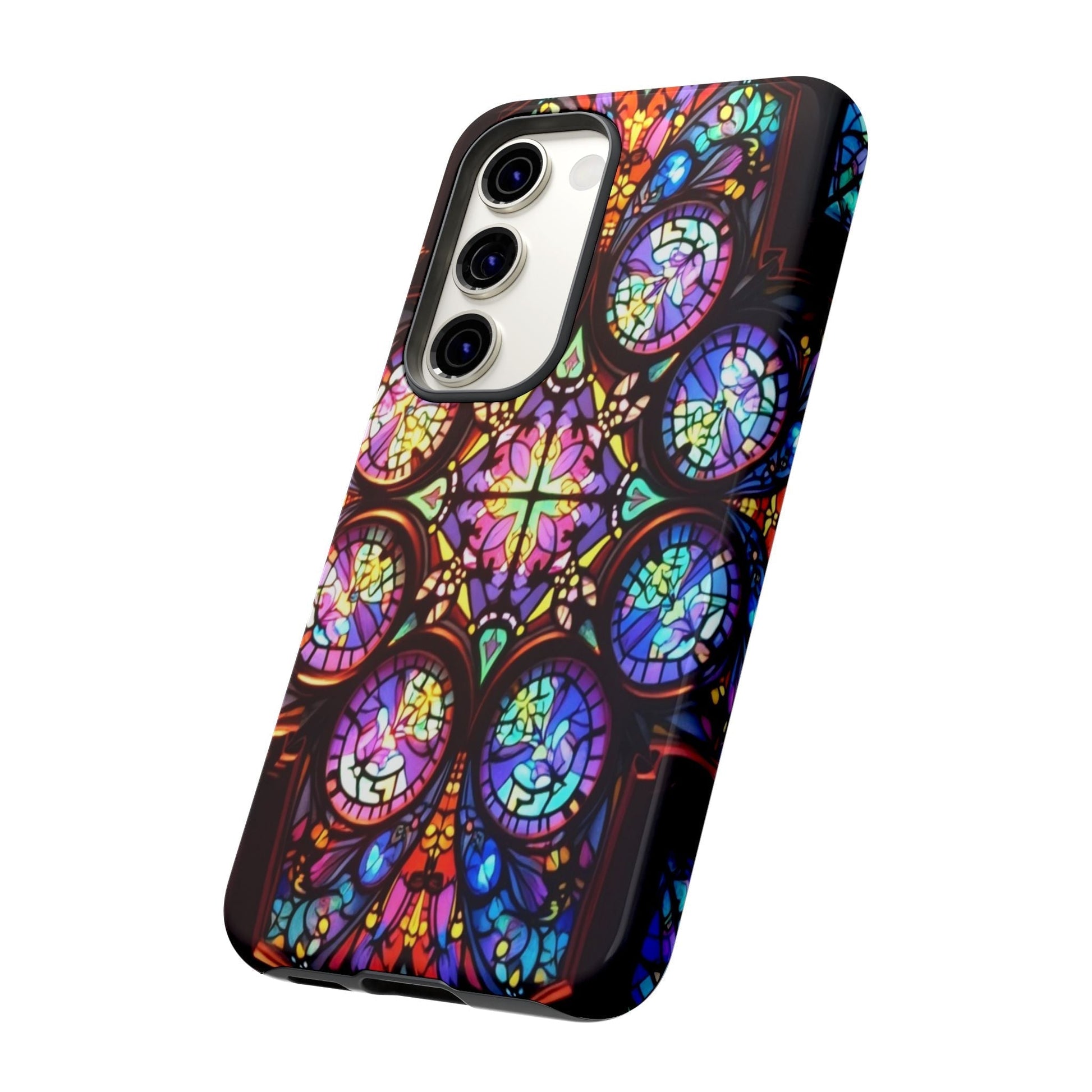 Samsung Tough Case with colorful hypnotic stained glass design for drop and tear protection