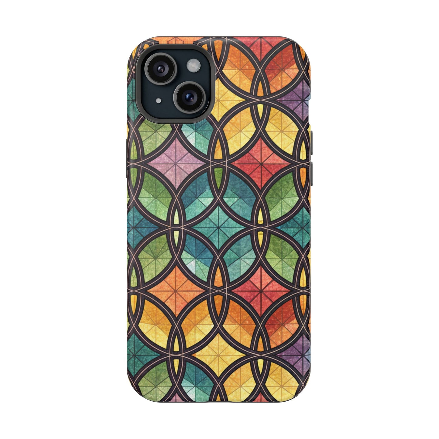 Rainbow Stain Glass iPhone Case – Durable MagSafe® Tough Phone Cover with Colorful Artistic Design