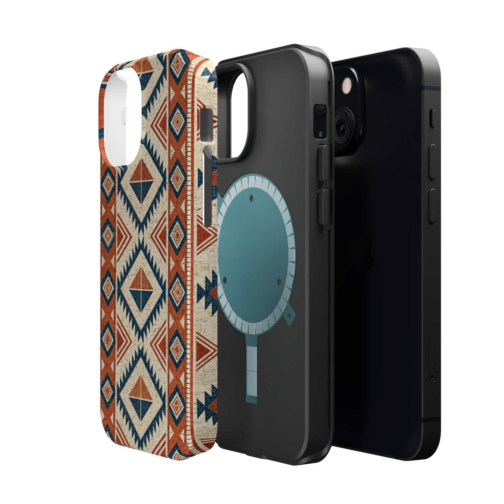 Tribal inspired pattern magnetic tough iPhone case with durable dual-layer protection and MagSafe compatibility