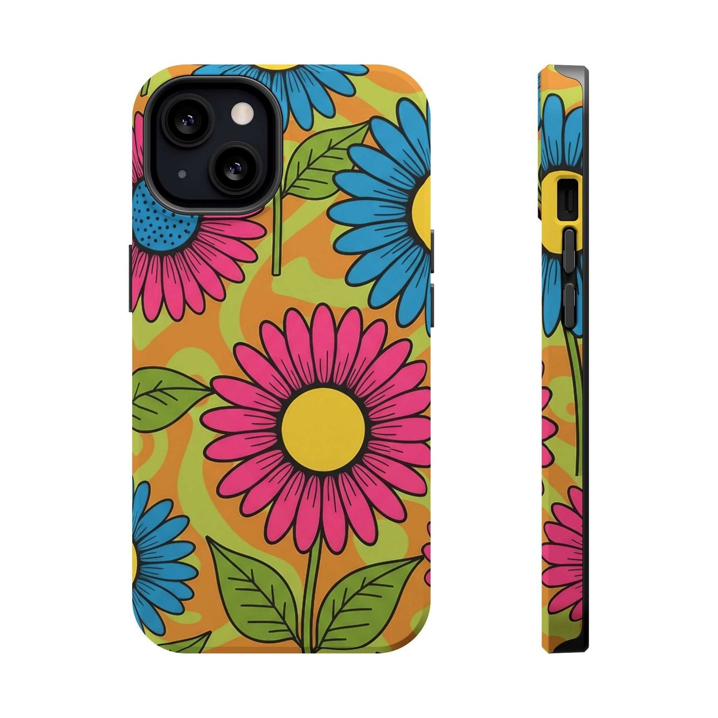 Flower Child iPhone Tough Case with colorful floral design and magnetic impact-resistant protection