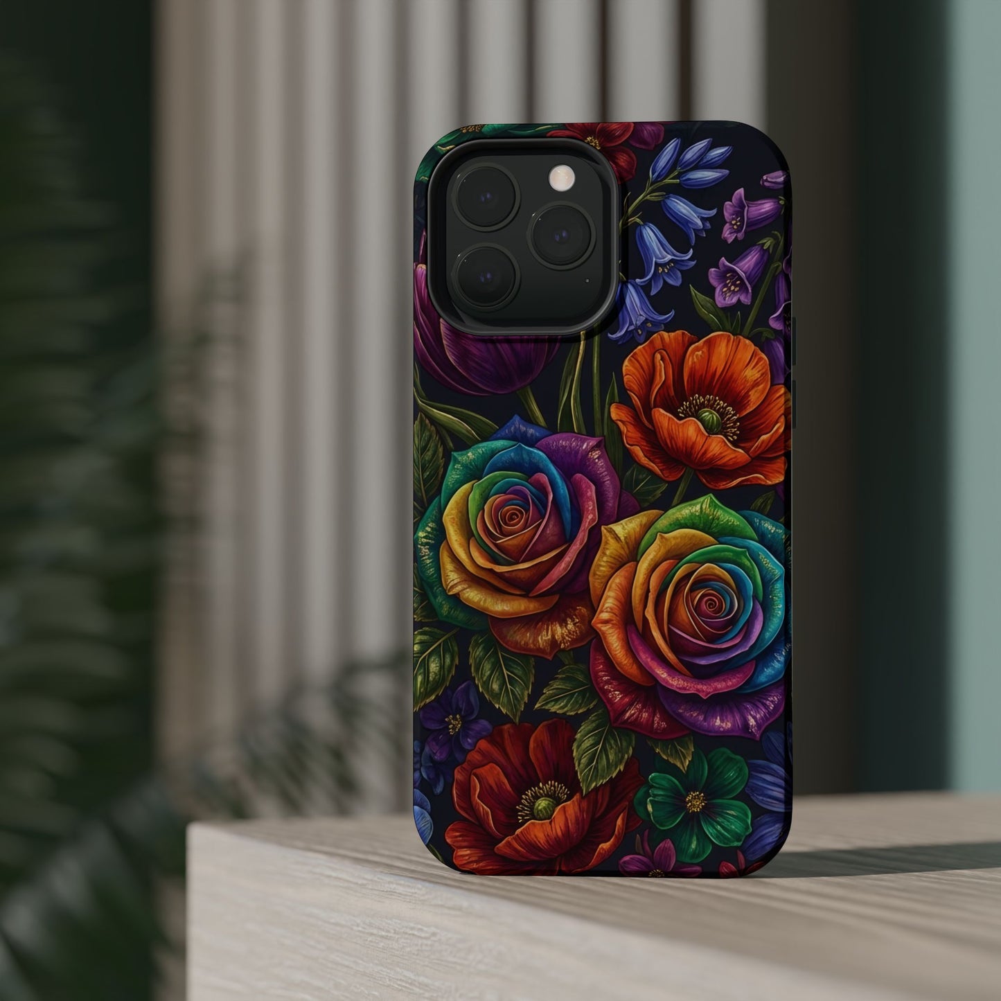 Rainbow Rose iPhone Tough Case — Magnetic Impact-Resistant Phone Case
