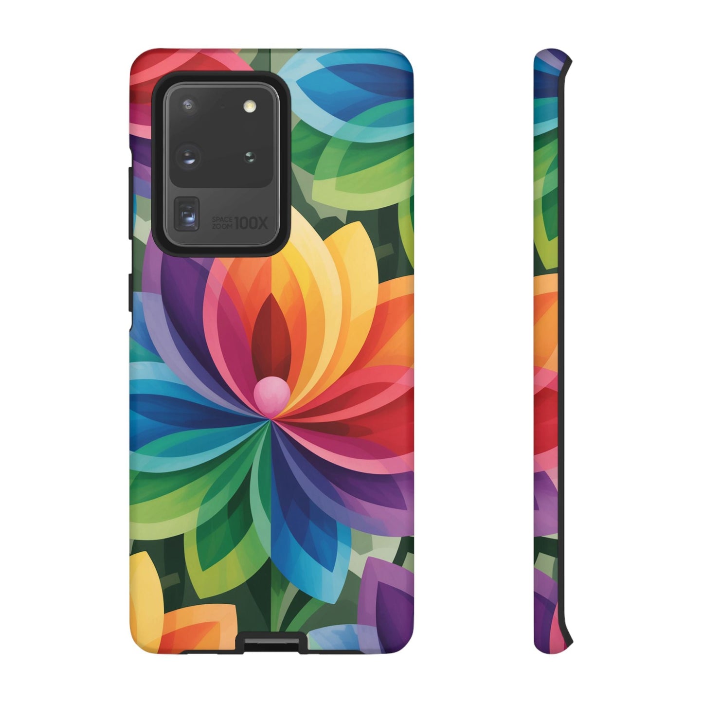 Colorful Rainbow Flower Phone Case with durable protective cover for Samsung phones.