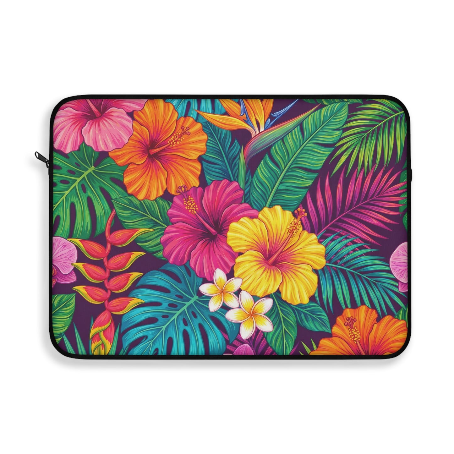 Vibrant Tropical Floral Laptop Sleeve — Colorful Hawaiian Flower Laptop Case