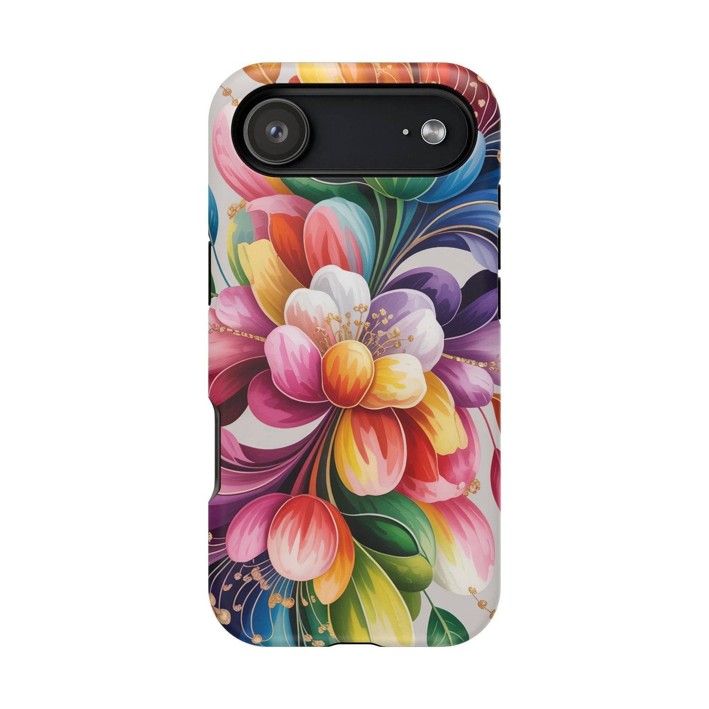 Vibrant Floral iPhone Case with durable dual-layer protection and MagSafe compatibility featuring colorful flower design