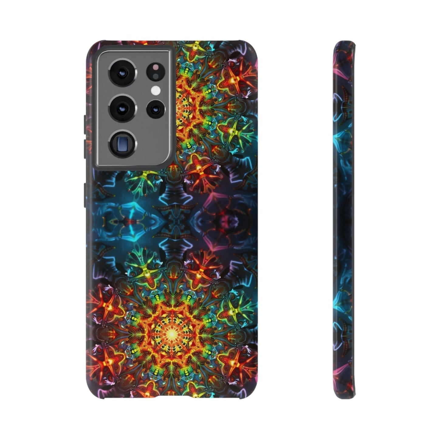 Abstract Kaleidoscope Samsung phone case with vibrant colorful geometric pattern and durable protective design