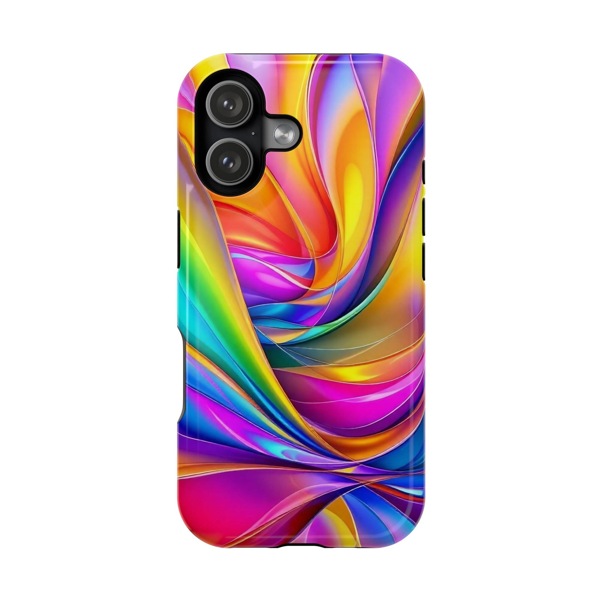 Deconstructed Rainbow Wave iPhone tough case with vibrant multicolor abstract design and durable protective cover