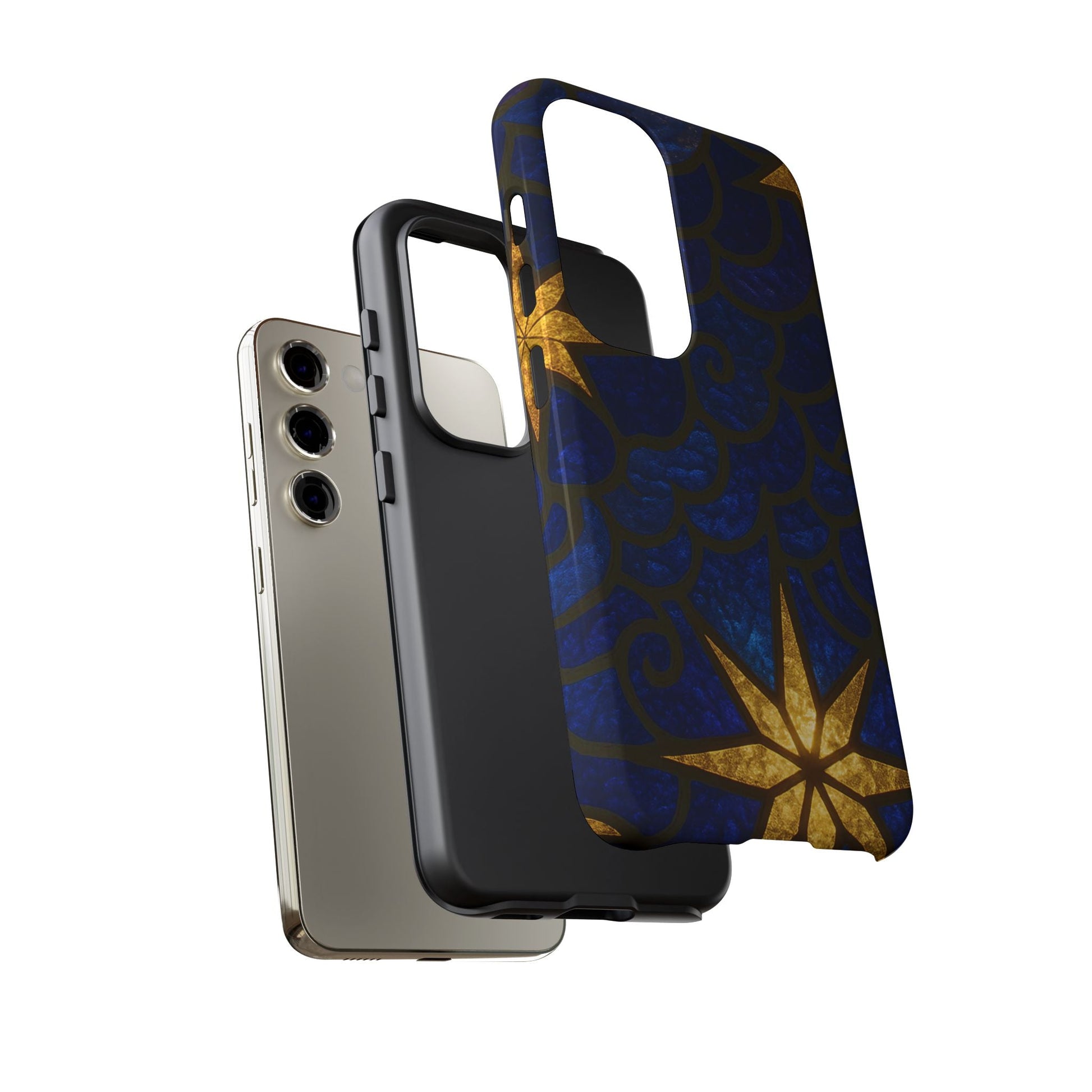 Samsung phone case with golden star design and durable protective cover