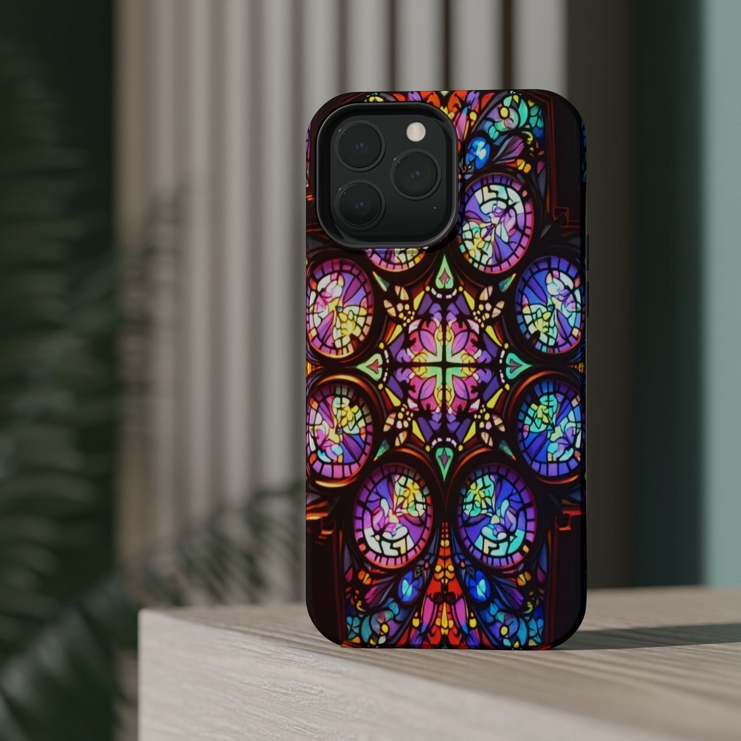 Colorful Hypnotic Stain Glass iPhone tough case with vibrant stained-glass design and durable protection