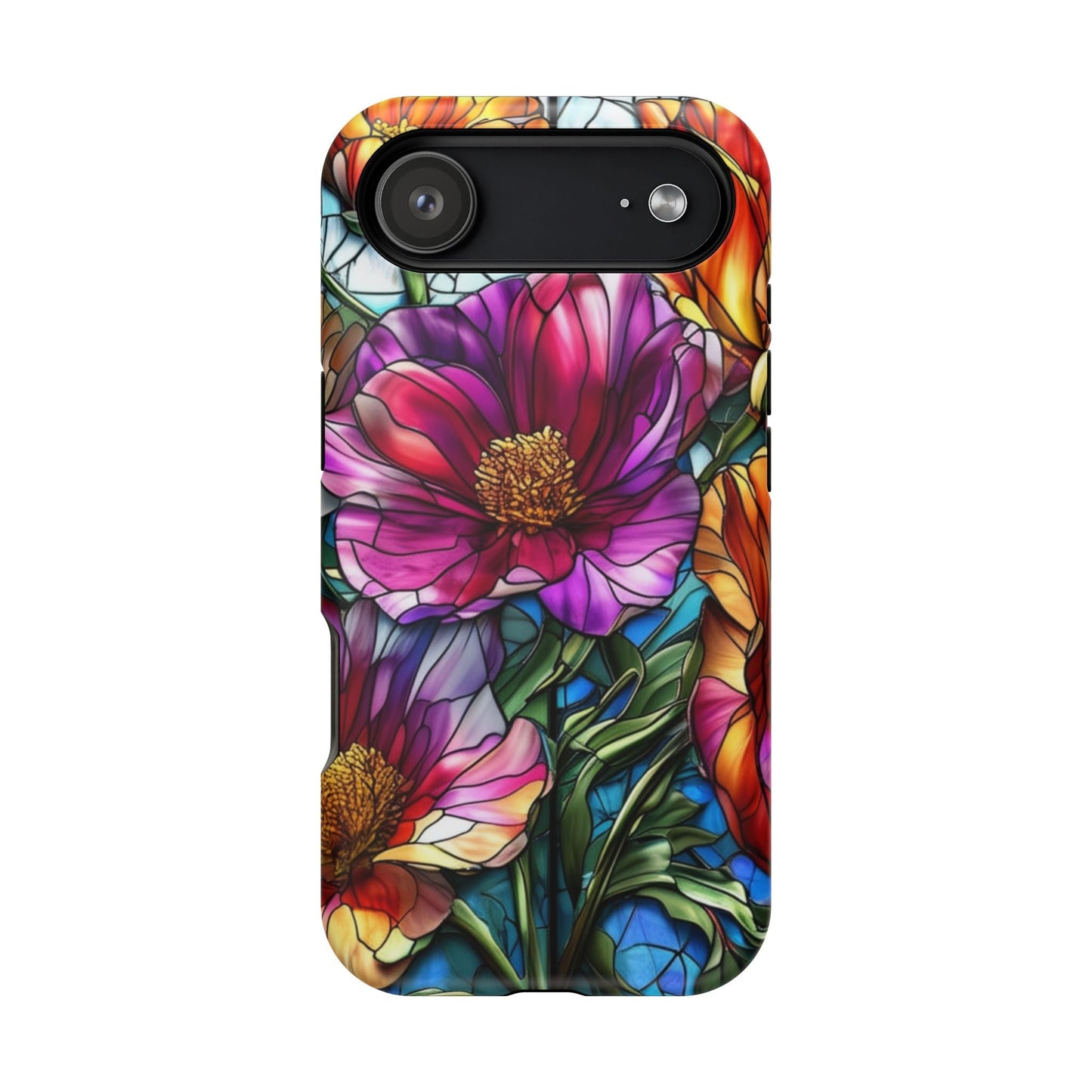 Vibrant Purple Flower iPhone case with colorful floral design and durable protective shell
