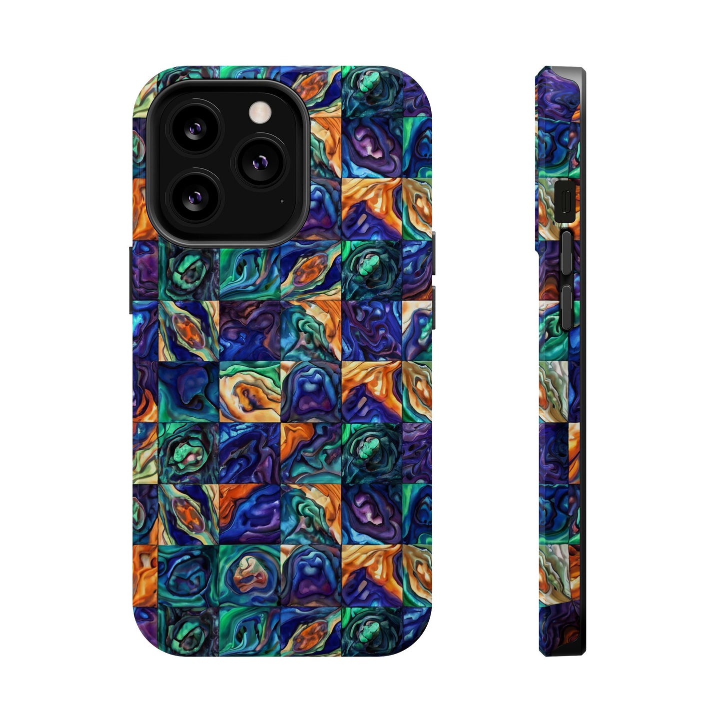 Abstract Purple & Green Seascape Magnetic Impact-Resistant iPhone Case