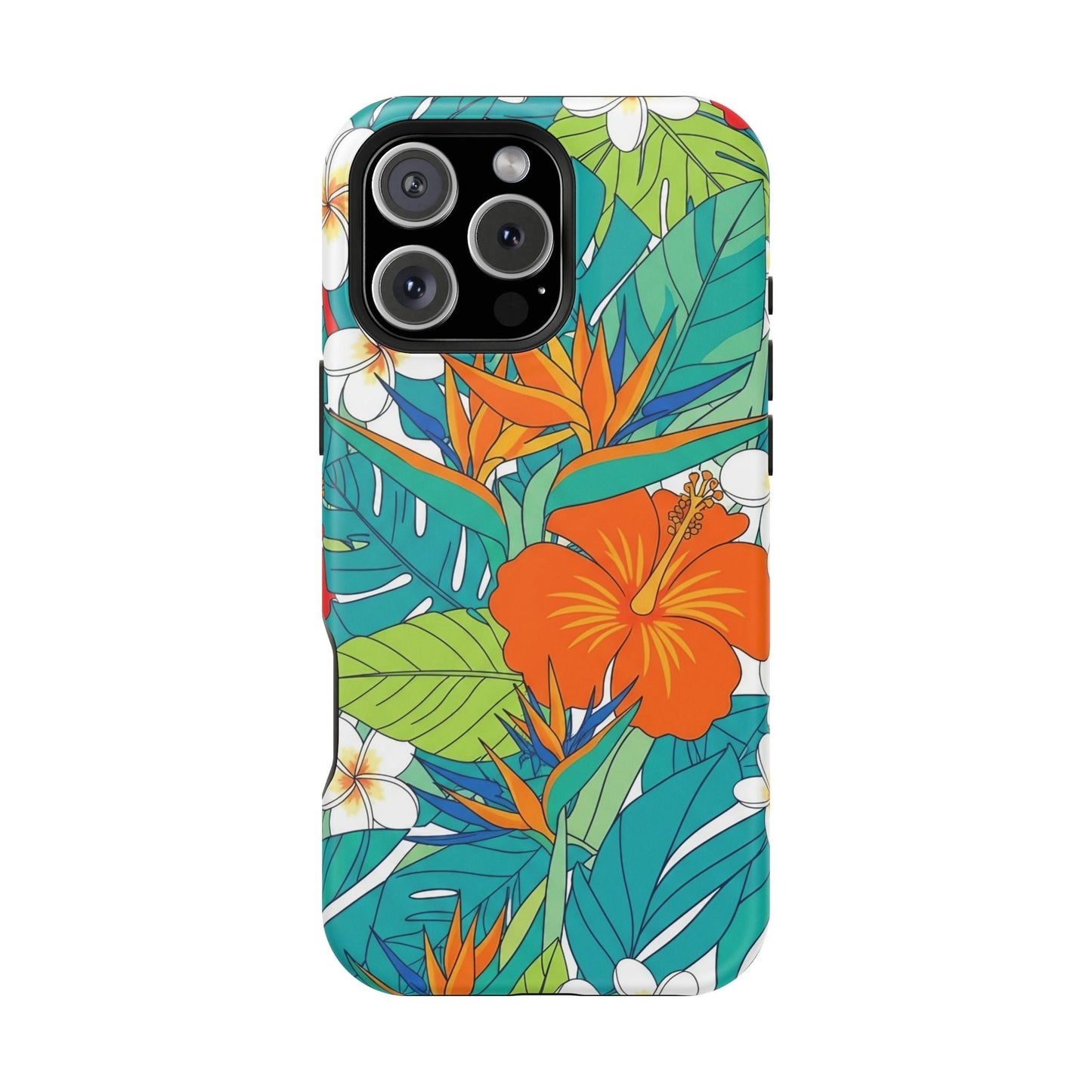 Vibrant Floral iPhone Case with colorful tropical flowers and durable polycarbonate protection